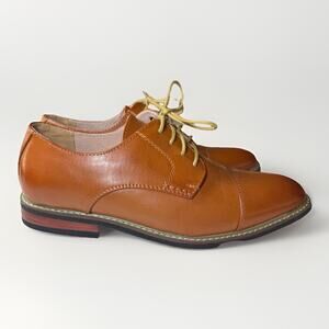 Bruno Marc Prince Cap Toe Dress Shoes Mens 9 Brown Faux Leather Lace Up